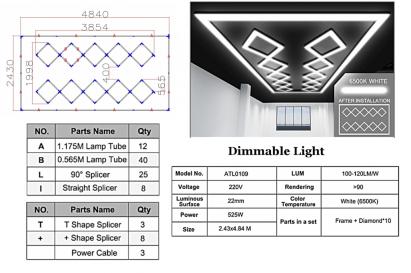 Sistem iluminare plafon hexagon LED Honeycomb 4,02 x 2,91 m, 6500K