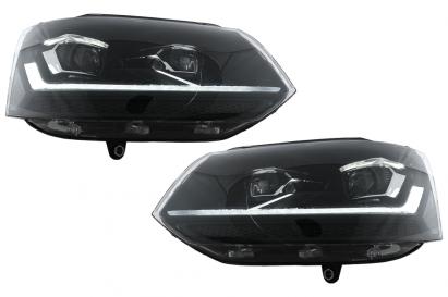 Faruri Full LED negre pentru VW Transporter T5 Facelift 2010-2015