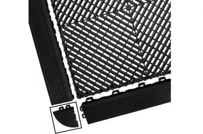 Colț pentru pardoseală modulară ventilată, negru, pentru garaj și depozit