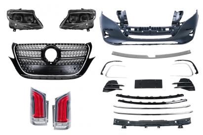 Kit exterior complet Mercedes Vito 2020-2024 cu bara fata, faruri LED si stopuri