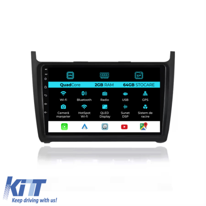 Navigatie Android Dedicata Volkswagen Polo (2009-2018), 9Inch, 2Gb Ram, 64Gb Stocare, Carplay