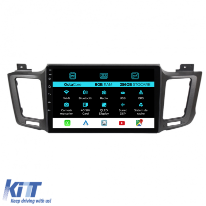 Navigatie Dedicata Toyota Rav 4 (2012-2018), 10 Inch, 8Gb Ram, 256Gb Stocare, Carplay