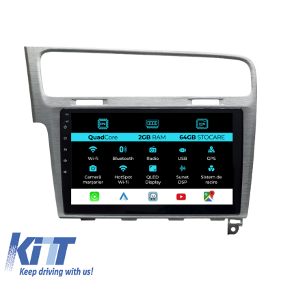 Navigatie Android Dedicata Volkswagen Golf 7 (2013-2020), 10Inch, 2Gb Ram, 64Gb Stocare, Carplay