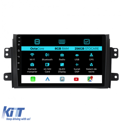 Navigatie Dedicata Suzuki SX4 (2006-2012), 9Inch 8Gb Ram, 256Gb Stocare, Carplay