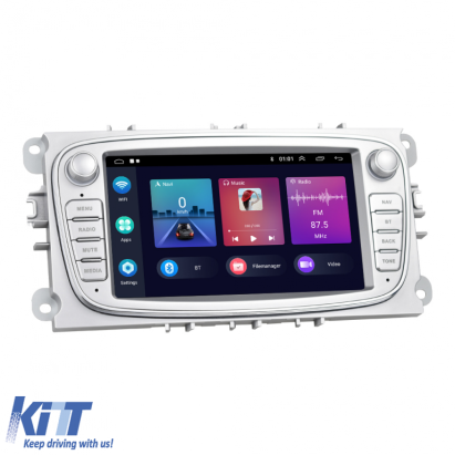 Navigatie Dedicata Ford Focus, Mondeo,C-Max, Kuga, 7inch, 2Gb Ram, 64Gb stocare, Carplay, Argintiu
