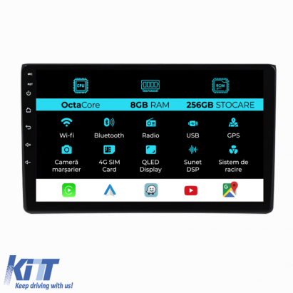 Navigatie Dedicata Audi A4 (2001 - 2008), 9 Inch, 8Gb Ram, 256Gb stocare, Carplay