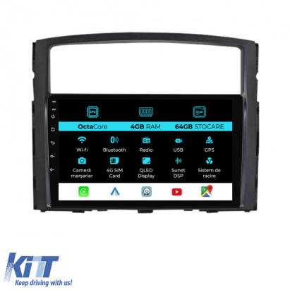 Navigatie Dedicata Mitsubishi Pajero (2006 - 2018), 9 Inch, 4Gb Ram, 64Gb stocare, Carplay
