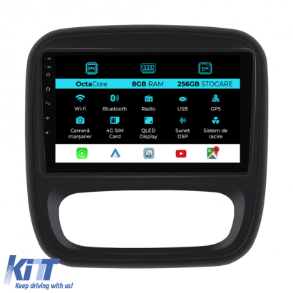 Navigatie Dedicata Opel Vivaro Renault Trafic Fiat Talento (2014 - 2018), 9 Inch, 8Gb Ram, 256Gb stocare, Carplay