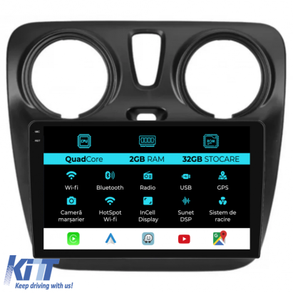 Navigatie Dedicata Dacia Dokker   Lodgy (2012-2020),Incell 9Inch, 2Gb Ram, 32Gb Stocare, Carplay