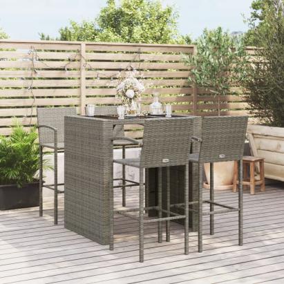 Set mobilier bar de grădină, 5 piese, gri, poliratan GartenMobel Dekor