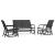 Set mobilier grădină planor, 3 piese, negru, textilenă și oțel GartenMobel Dekor