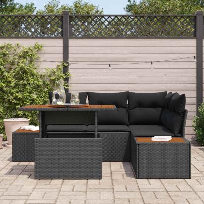 Set de canapele pentru grădină 5 pcs Negru Rattan poli GartenMobel Dekor