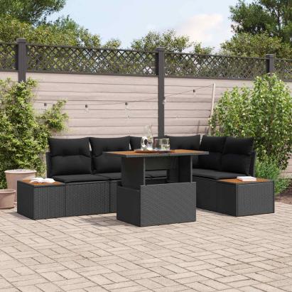 Set de canapele pentru grădină 6 pcs Negru Rattan poli GartenMobel Dekor