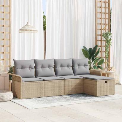 Set de canapele pentru grădină 5 pcs Beige și gri deschis GartenMobel Dekor