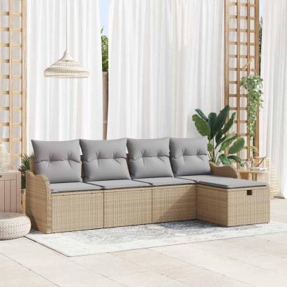 Set de canapele pentru grădină Manual 5 pcs bej și gri deschis GartenMobel Dekor