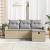 Set de canapea cu pernă 4 pcs Beige și gri deschis poliratan GartenMobel Dekor