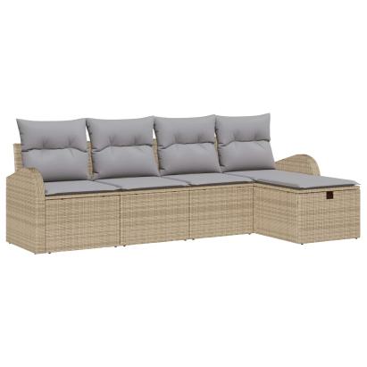 Set de canapea cu pernă 5 pcs Beige și gri deschis poliratan GartenMobel Dekor