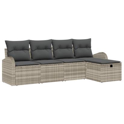 Set de canapea cu pernă cu depozitare Gri deschis poliratan GartenMobel Dekor