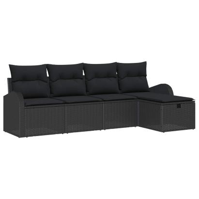 Set de canapea cu pernă cu depozitare Manual Negru poliratan GartenMobel Dekor