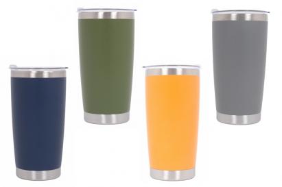 Family Pack 4x Cana Termoizolanta Otel Inoxidabil SS304 cu Capac Perete Dublu 590ml Albastru Portocaliu Verde Gri