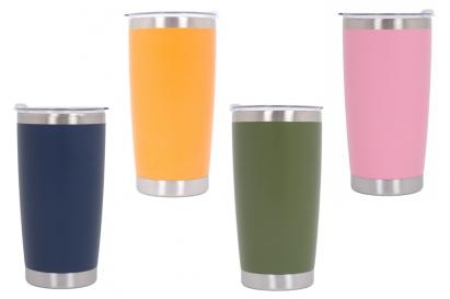 Family Pack 4x Cana Termoizolanta Otel Inoxidabil SS304 cu Capac Perete Dublu 590ml Albastru Verde Portocaliu Roz