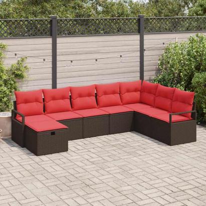 Set de canapea cu pernă cu depozitare 8 pcs Maro poliratan GartenMobel Dekor