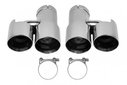 Set de terminale de evacuare duble cromate universale AutoPro, stânga și dreapta, model 2