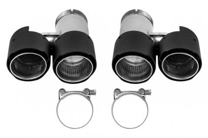 Set de terminații de eșapament duale universale AutoPro cu capace din carbon, stânga și dreapta, model 2