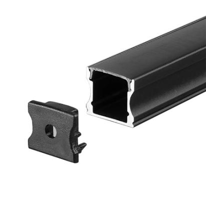 Profil aluminiu negru pentru banda LED 2 m, 17,2 x 14,4 mm