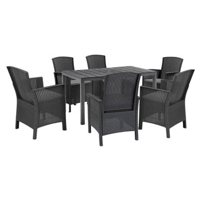 Set mobilier de grădină Leziter Orlo 6+1, masă extensibilă, grafit