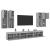 Set comode TV de perete cu lumini LED, 7 piese, gri beton GartenMobel Dekor