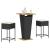 Set mobilier bar de grădină cu perne, 3 piese, negru, poliratan GartenMobel Dekor