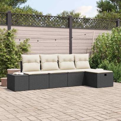 Set de canapele pentru grădină cu pernă 5 pcs poliratan GartenMobel Dekor