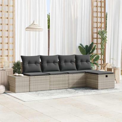 Set de canapele pentru grădină 5 pcs Gri deschis poliratan GartenMobel Dekor