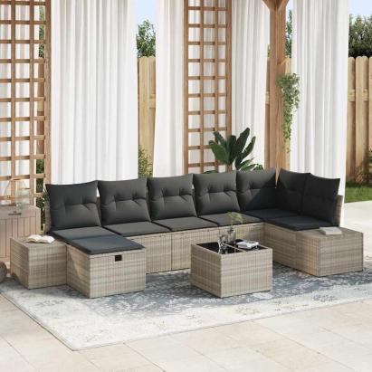 Set de canapele pentru grădină 8 pcs Gri deschis poliratan GartenMobel Dekor