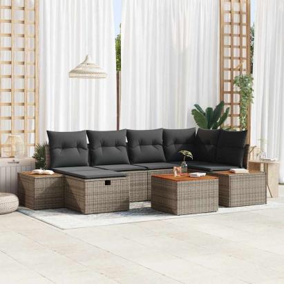 Set de canapele pentru grădină 7 pcs Gri 55 x 62 x 69 cm GartenMobel Dekor
