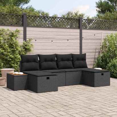 Set de canapele pentru grădină 6 pcs Negru 55 x 62 x 69 cm GartenMobel Dekor