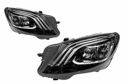 Kit de tuning faruri LED potrivit pentru Mercedes S-Class W222 2013-2017, bara de protecție din față 2013-2017, bază neagră, stânga și dreapta