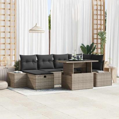Set de canapele pentru grădină 7 pcs Gri poliratan GartenMobel Dekor