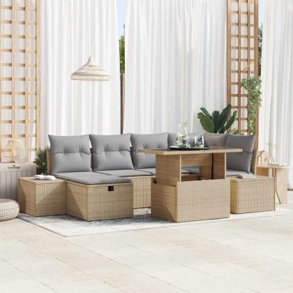 Set de canapele pentru grădină 7 pcs Bej poliratan GartenMobel Dekor