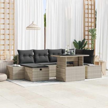 Set de canapele pentru grădină 7 pcs Gri deschis poliratan GartenMobel Dekor