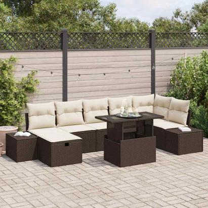 Set de canapele pentru grădină 8 pcs Maro poliratan GartenMobel Dekor