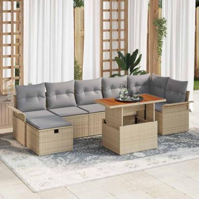 Set de canapele pentru grădină 8 pcs Bej poliratan GartenMobel Dekor