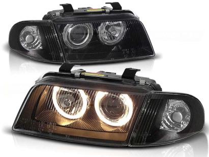 Kit de faruri de tuning cu ochi de înger halogen potrivit pentru Audi A4 B5 11.1994-12.1998 sedan/combinate, stânga și dreapta