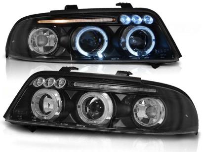 Set de faruri de tuning cu ochi de înger halogen, potrivit pentru Audi A4 B5 01.1999-09.2000 sedan/combina, stânga și dreapta