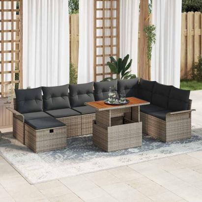 Set de canapele pentru grădină 9 pcs Gri poliratan GartenMobel Dekor