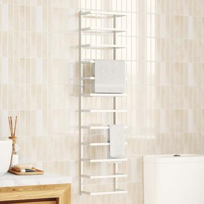 Suport de prosoape, alb, 24x12x96 cm, oțel GartenMobel Dekor