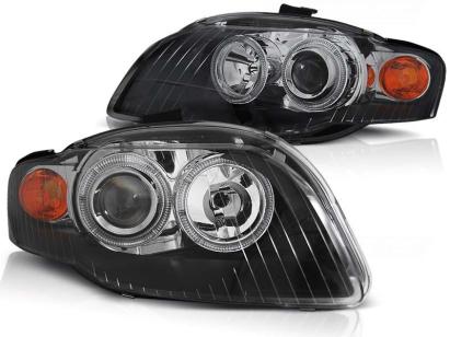 Set de faruri de tuning cu ochi de înger halogen potrivit pentru Audi A4 B7 11.2004-03.2008 sedan/combinație/cabriolet, stânga și dreapta