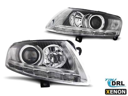 Set de faruri tuning cu lumini DRL reale potrivite pentru Audi A6 C6 04.2004-2008 sedan/combinate, stânga și dreapta