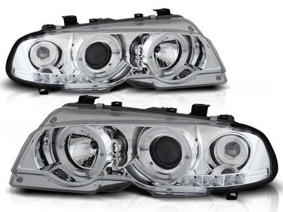Set de faruri tuning cu ochi de înger halogen potrivit pentru BMW 3 E46 04.1999-03.2003 coupe/cabriolet, stânga și dreapta